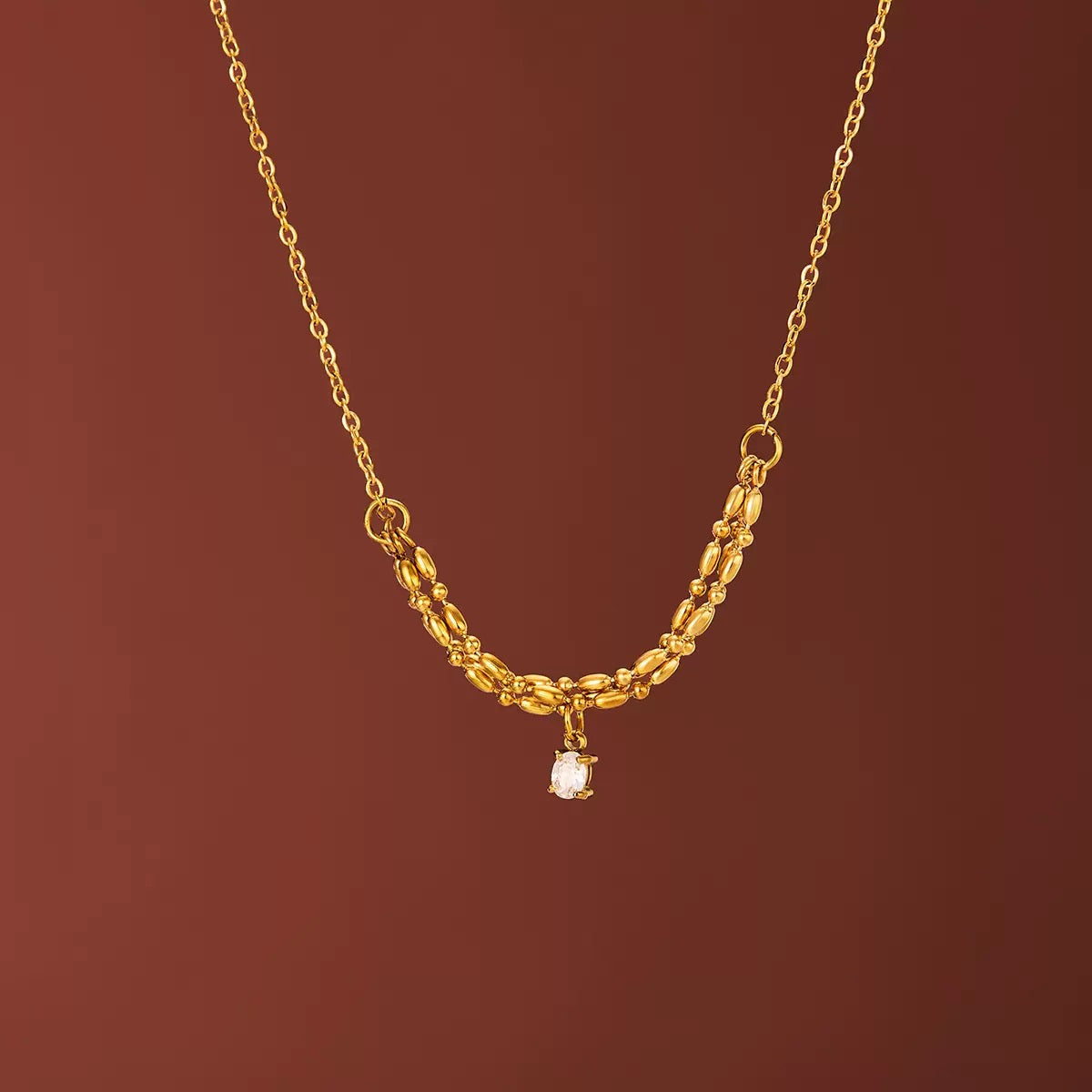 Golden Layered Drape Pendant Necklace