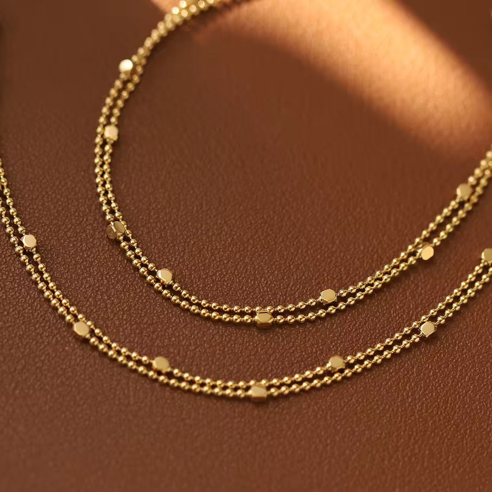 Gold Plated Double-Layer Beaded Bracelet