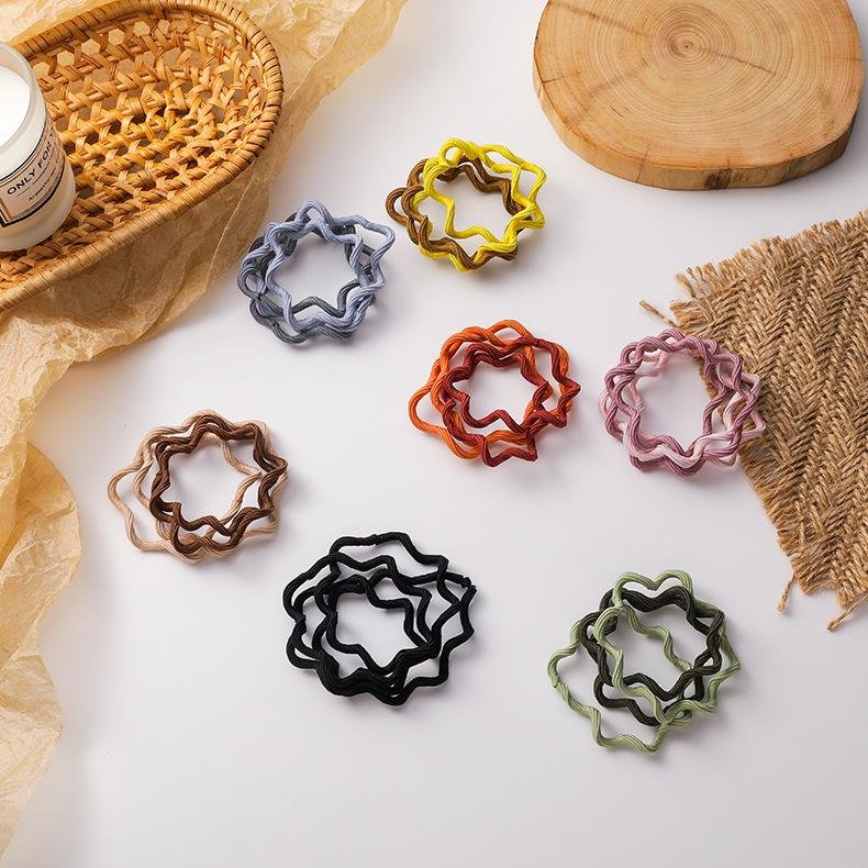 4 Packs Of Wavy Hair Ties Simple Boutique Hair Band - Green