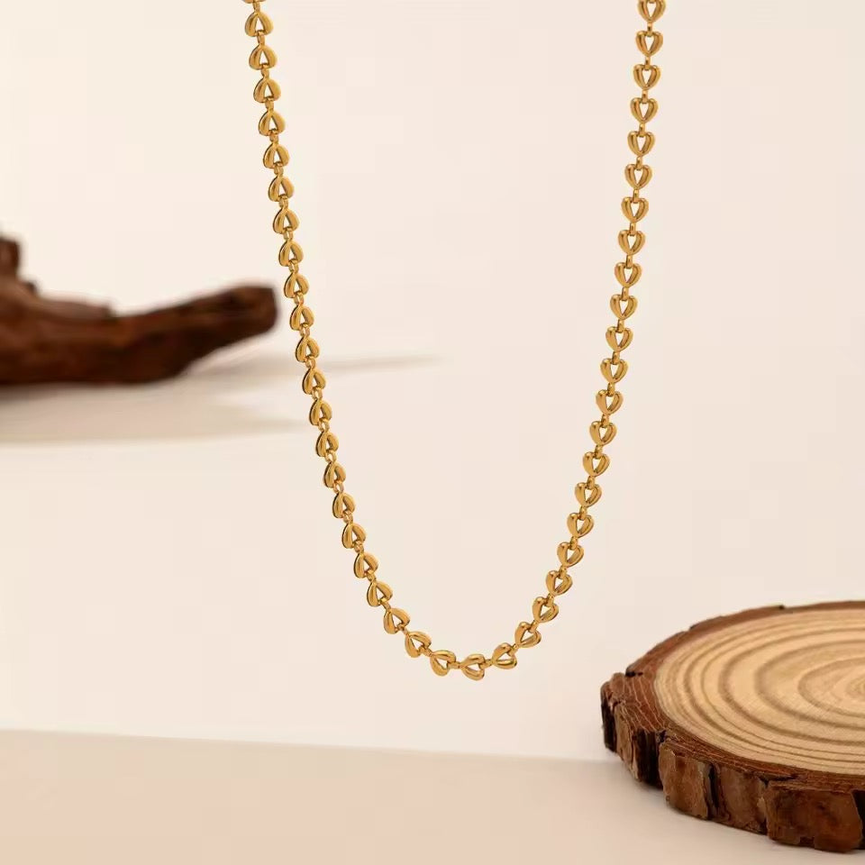 Golden Heart Link Chain Necklace
