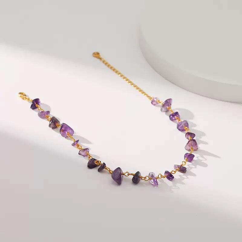 Amethyst Glow Natural Stone Bracelet
