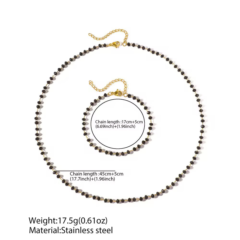 18K Gold Plated Black Faceted Bead Bracelet