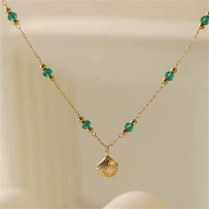 Elegant Green Crystal Studded Necklace