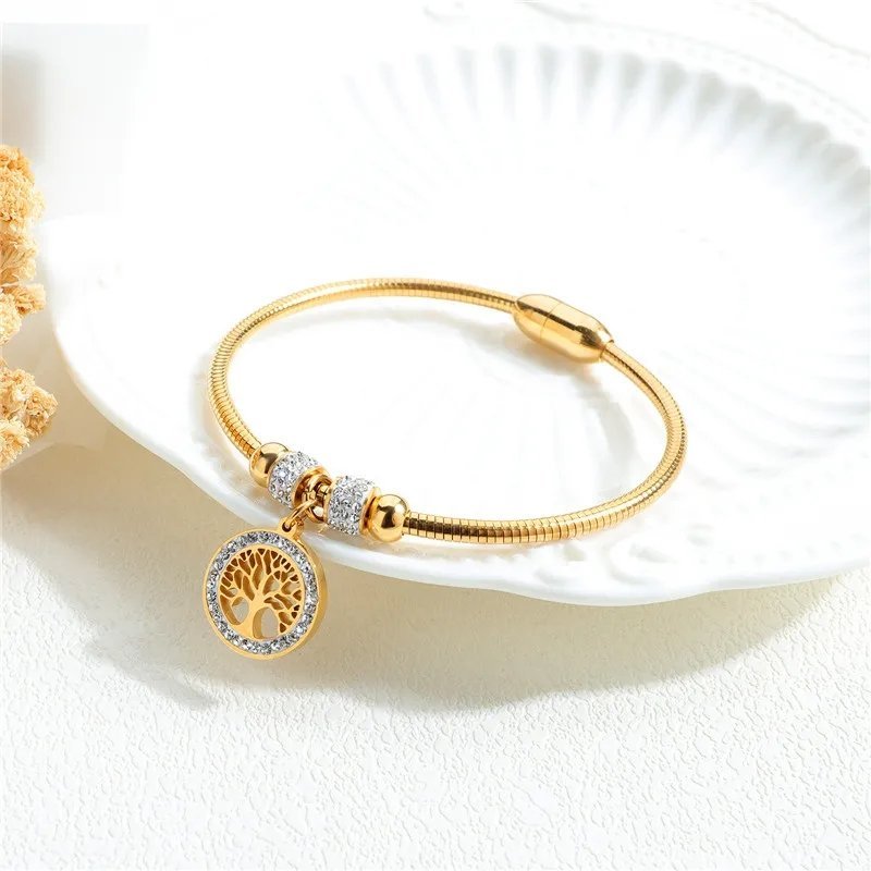 Thick Crystal Studded Bangle Shaped Bracelet