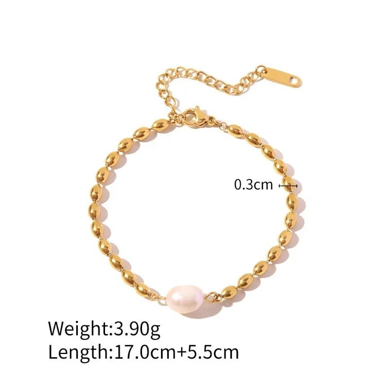 Pearl Studded Fancy Chained Gold Plated Bracelet