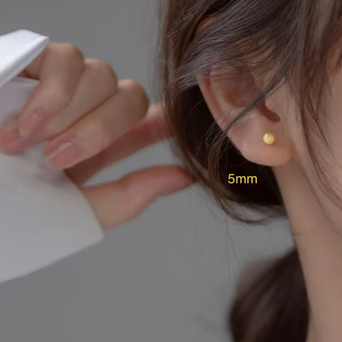 Gold Plated Textured Ball Stud Earrings