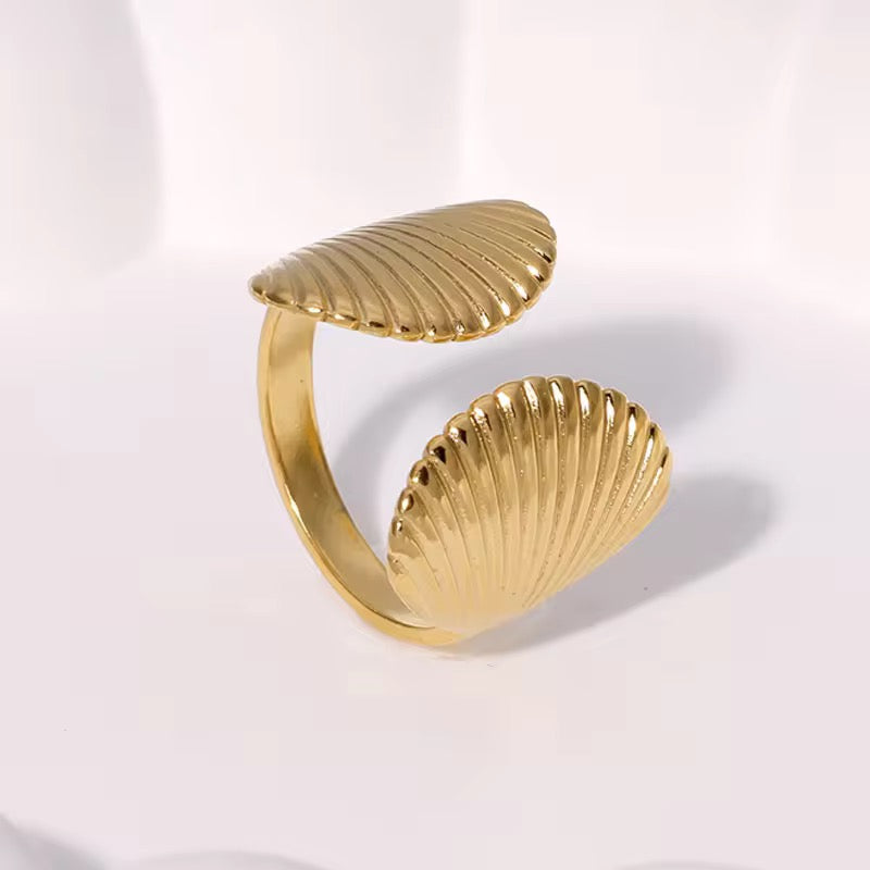 18K Gold Plated Double Shell Adjustable Ring