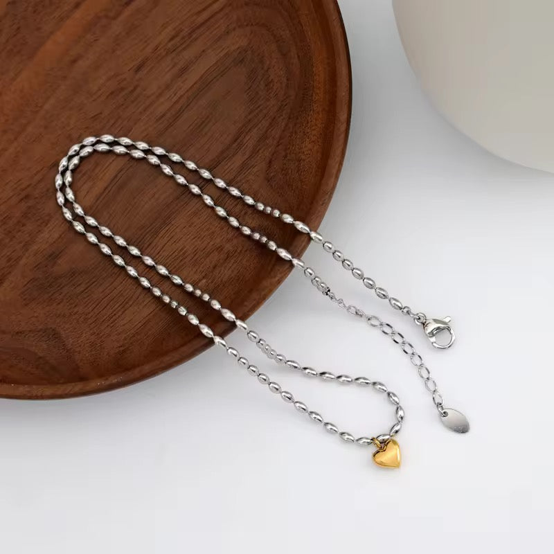 The Golden Heart Bead Necklace