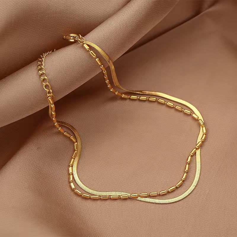 Gold Plated Dual Layer Adjustable Anklet