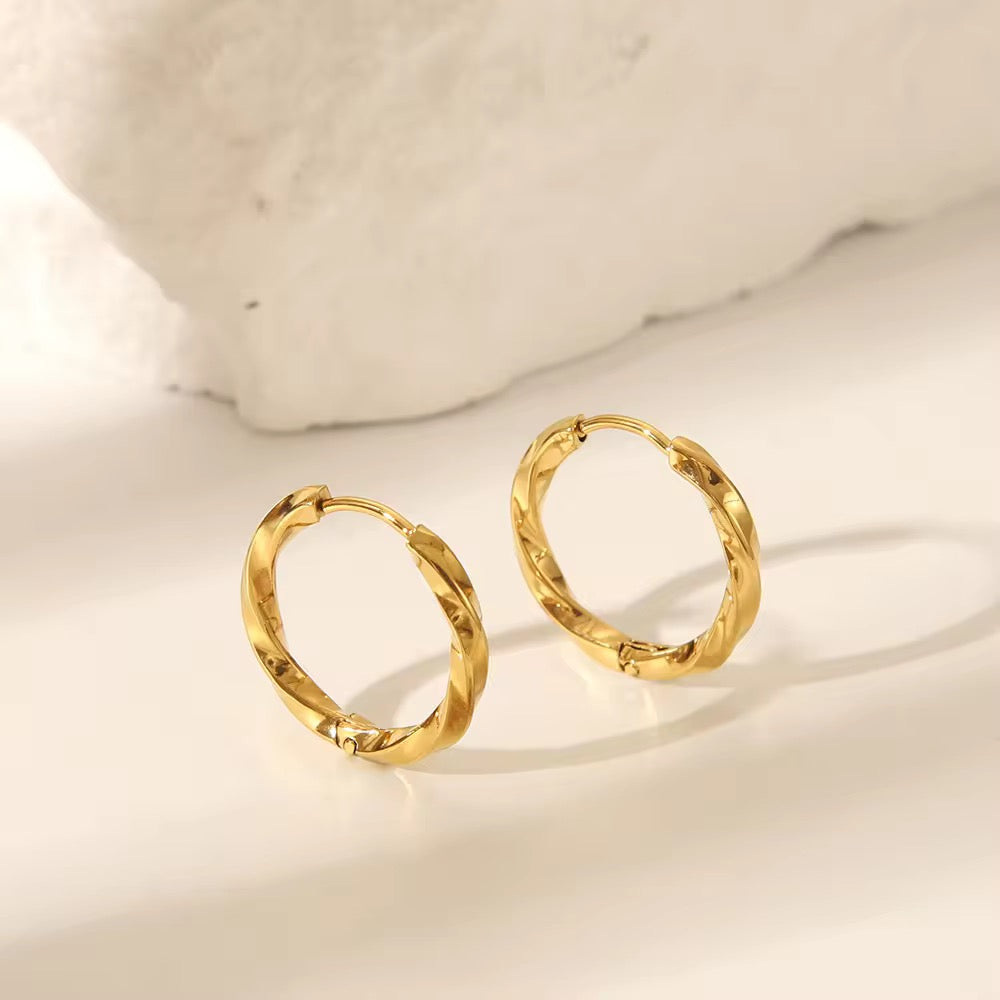 Small Twisted Circles Gold Plated Earrings