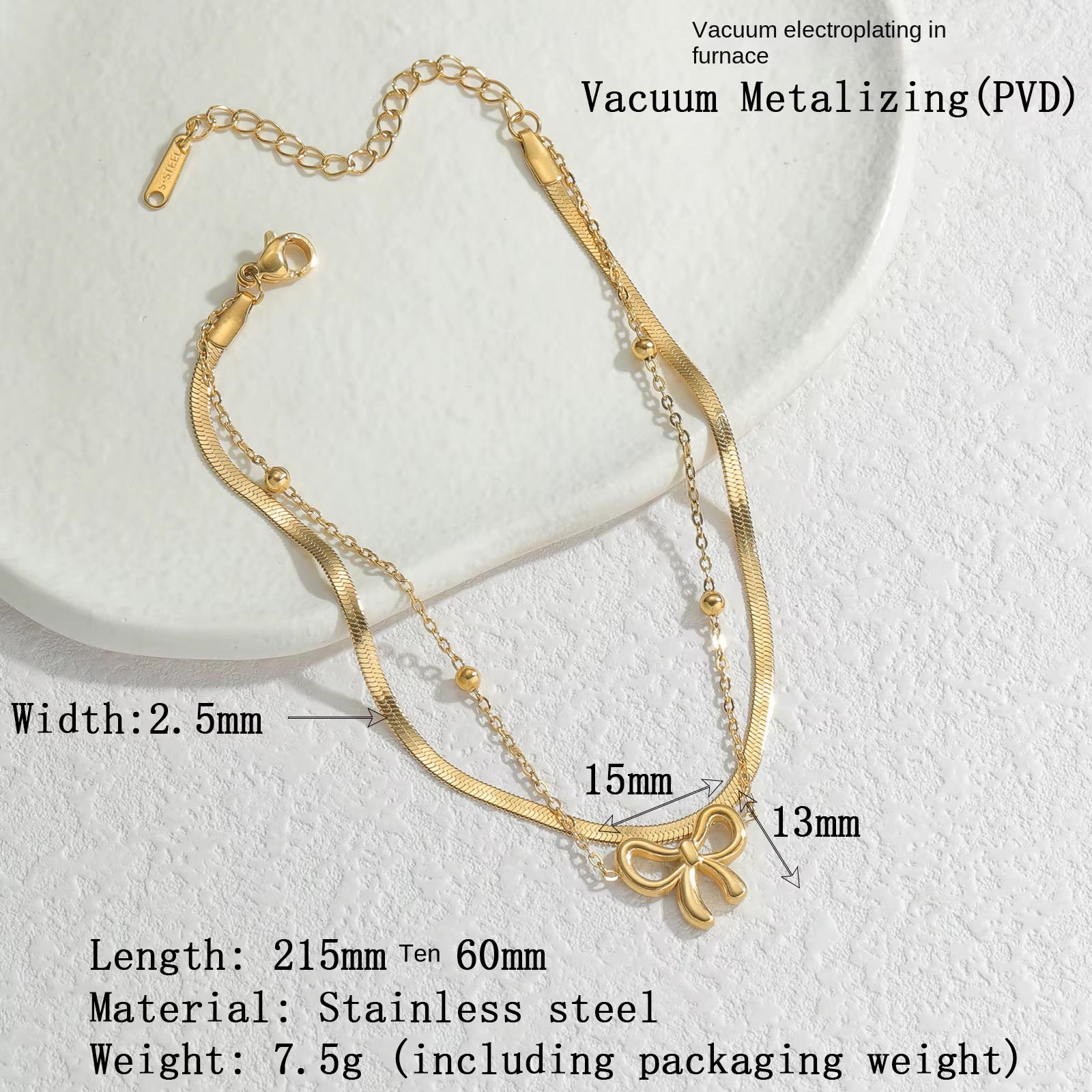 Double Layer Bow And Snake Chain Anklet