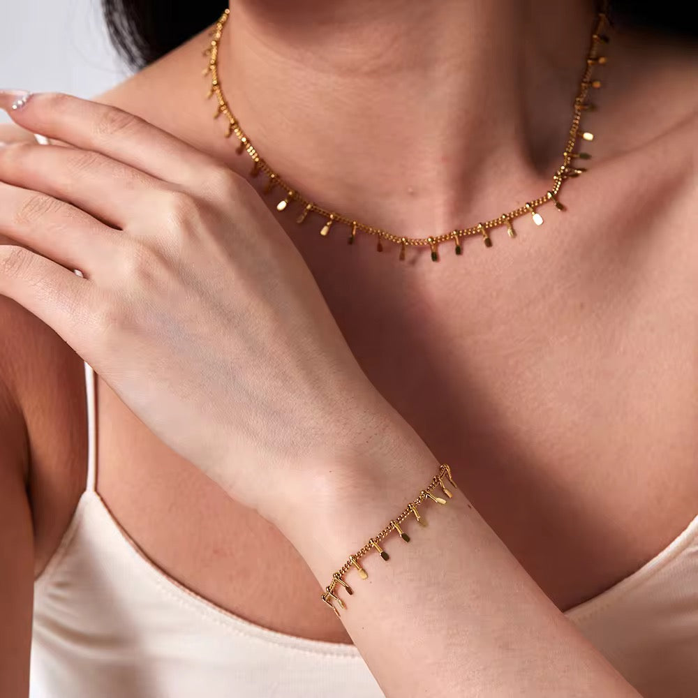 18K Gold Plated Mini Bar Fringe Bracelet