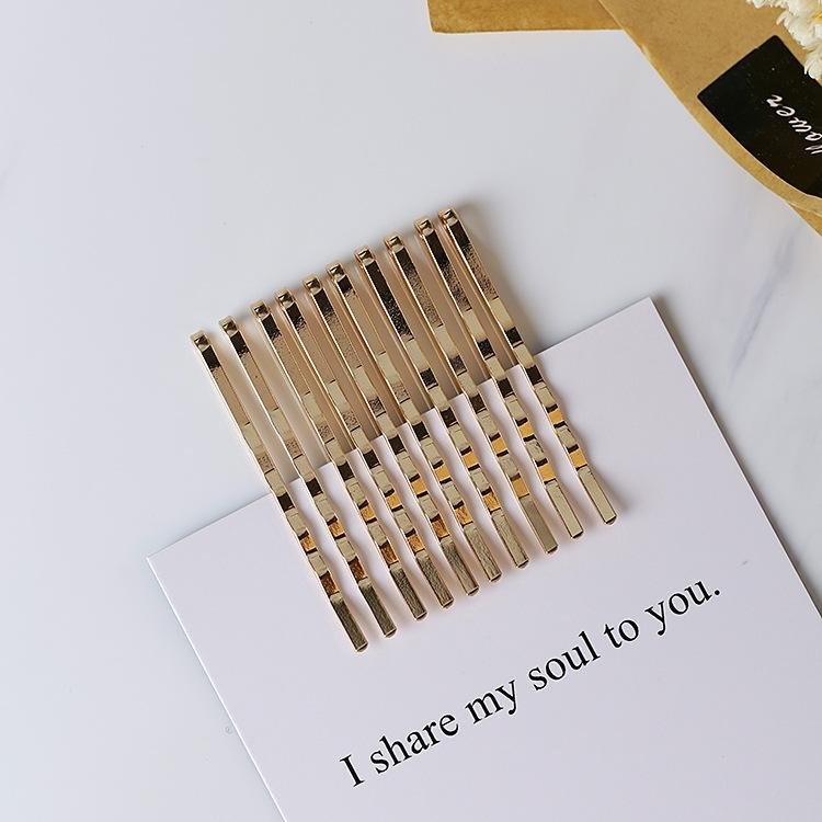 Japanese & Korean All-Match Retro Bangs Hairpin Side Clip Pack of 10- Golden