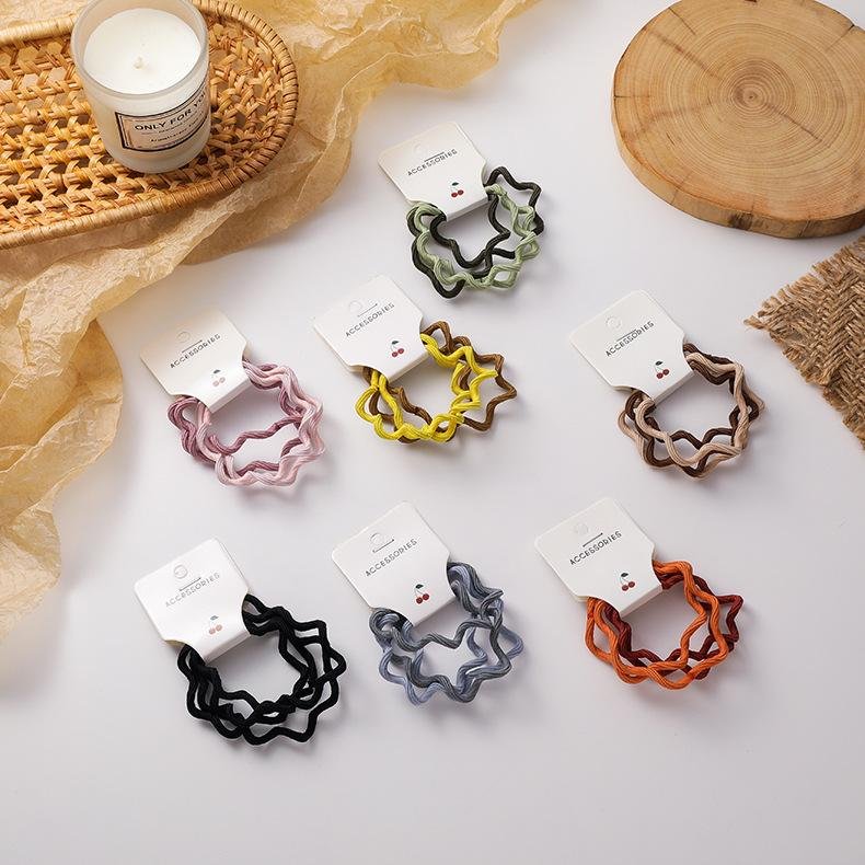 4 Packs Of Wavy Hair Ties Simple Boutique Hair Band - Blue