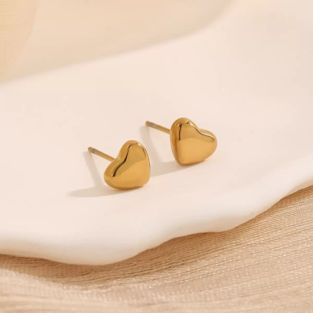 Minimal Heart Shaped gold plated Studs