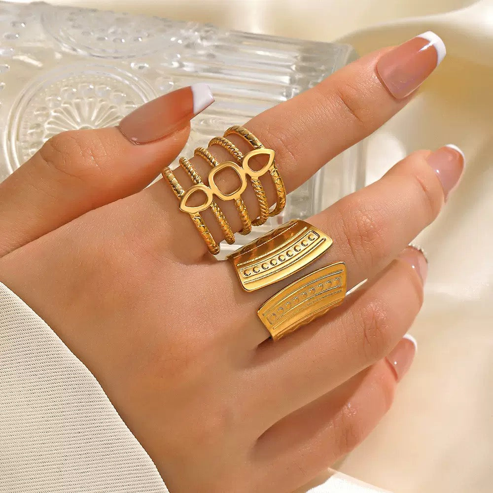 Gold Plated Geometric Adjustable Ring