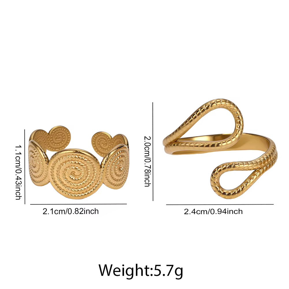 Ancient Greece Textured Adjustable Ring Set