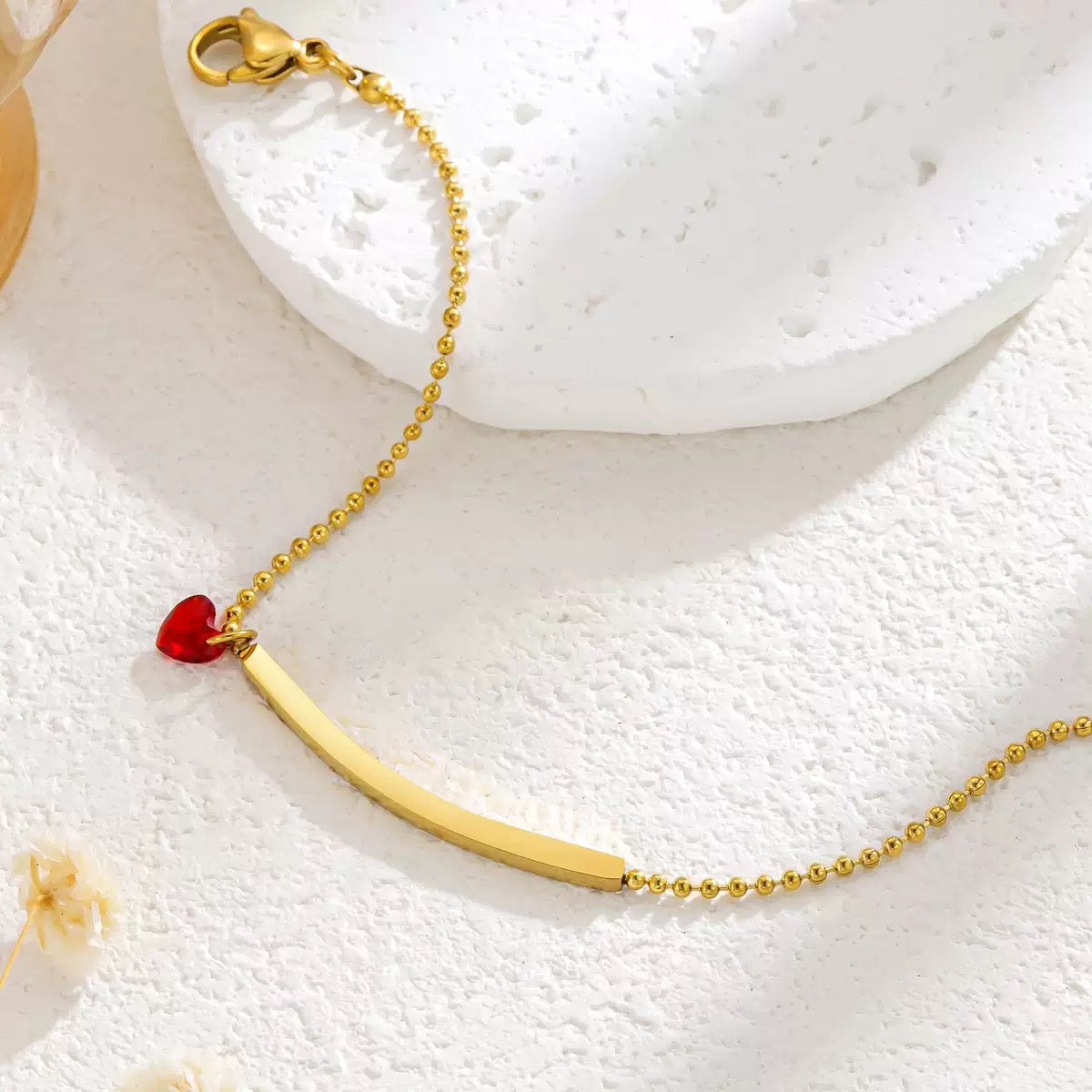 Red Heart Gold Anklet