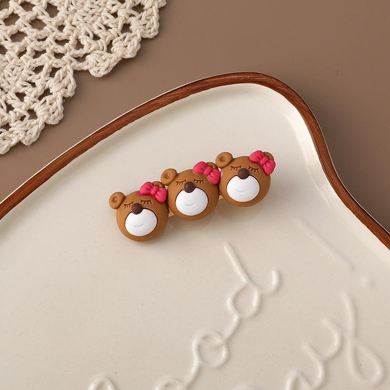 Bear Cute Japanese Bangs Hairpin - Brown