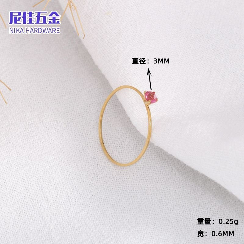 Thin Minimal Red Crystal Gold Plated RIng