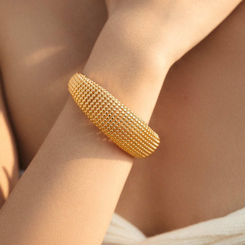 Gold-Plated Mesh Design Bangle