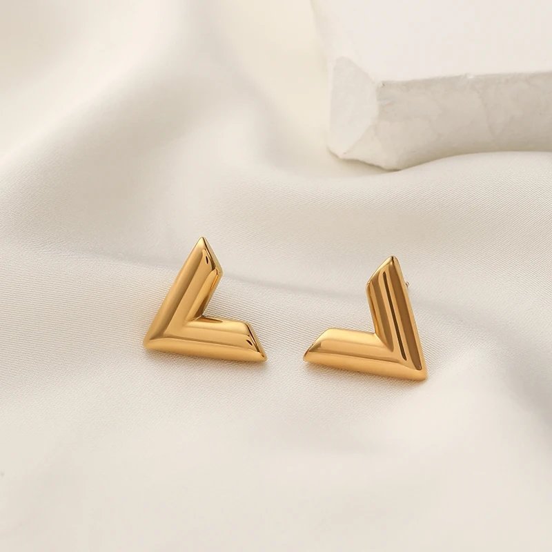 V-Shaped Gold Plated Earrings