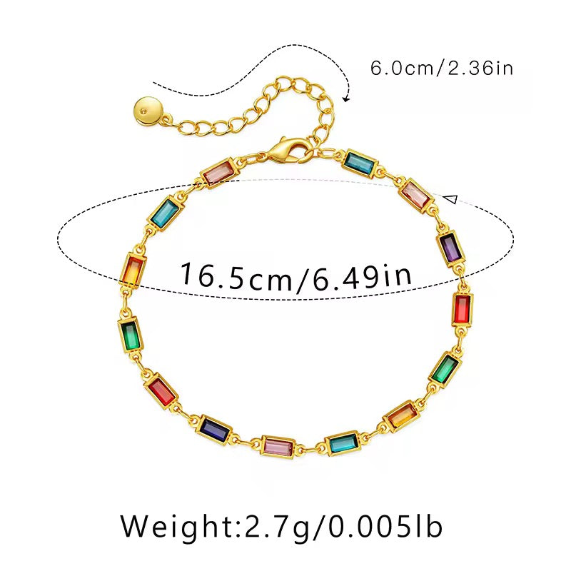 Rainbow baguette Gold Plated Bracelet
