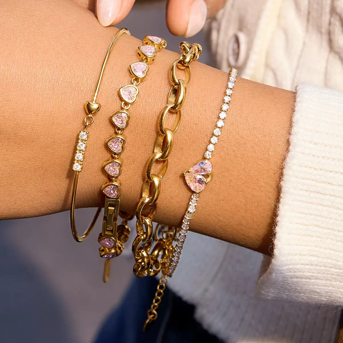 Blush Heart Tennis Bracelet