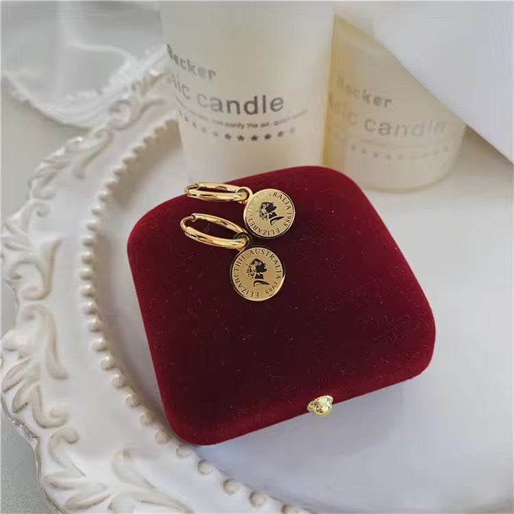 Gold-Plated Coin Hoop Earrings