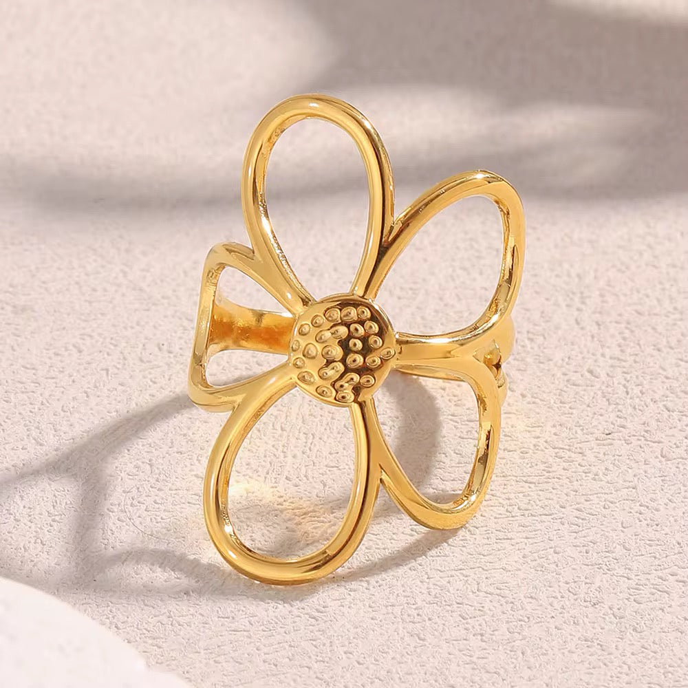 Gold Plated Flower Adjustable Ring