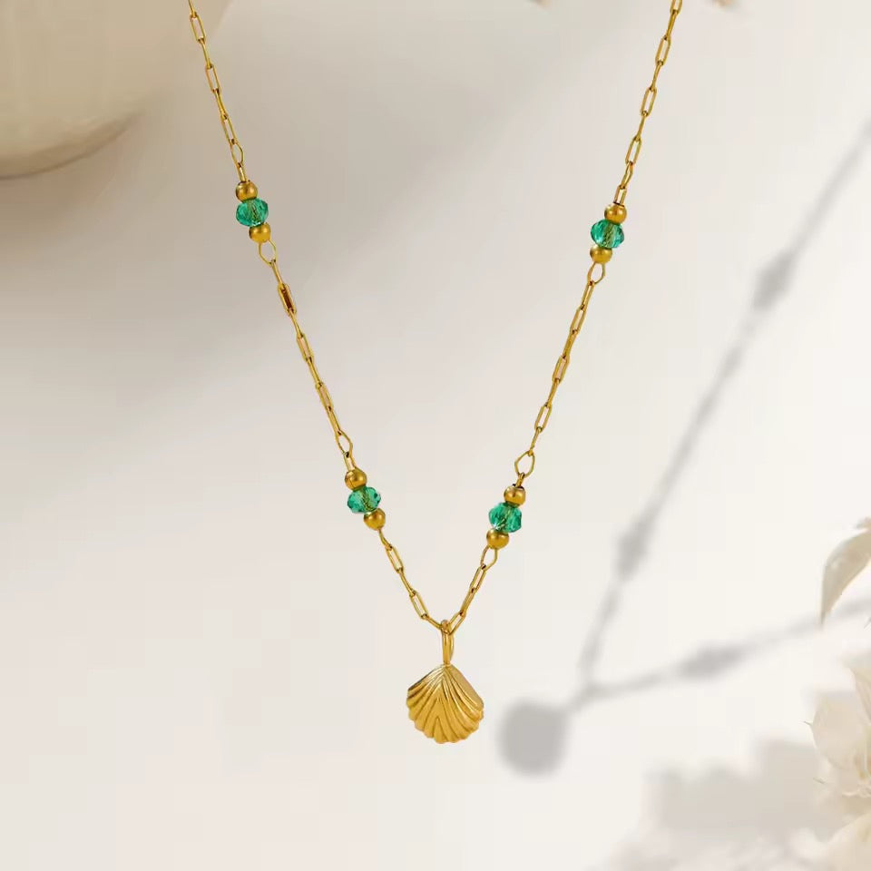 Elegant Green Crystal Studded Necklace