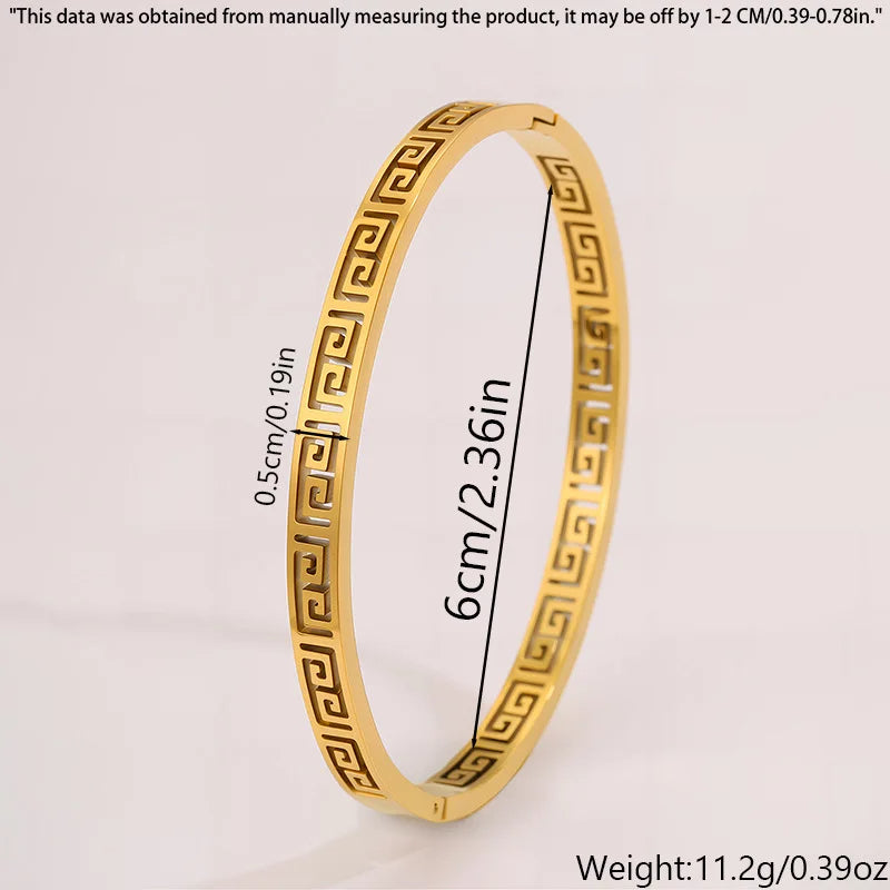 18K Gold Plated Greek Key Bangle