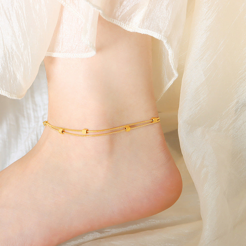 Double Layered Cubes Studded Anklet