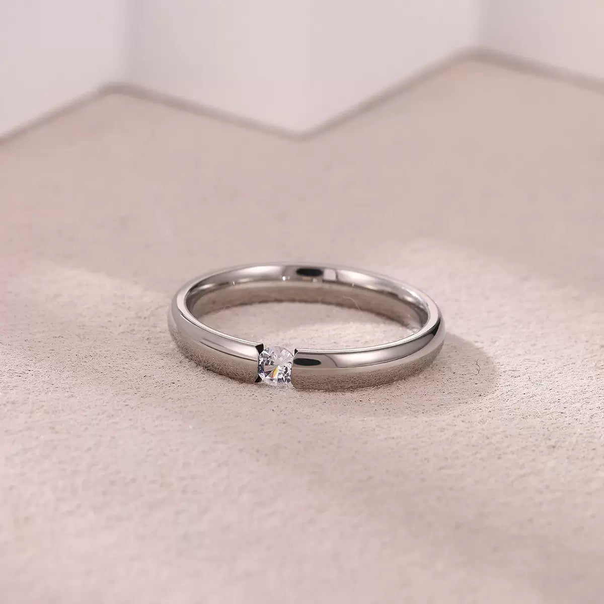 Solitaire Crystal Accent Ring - Size 7