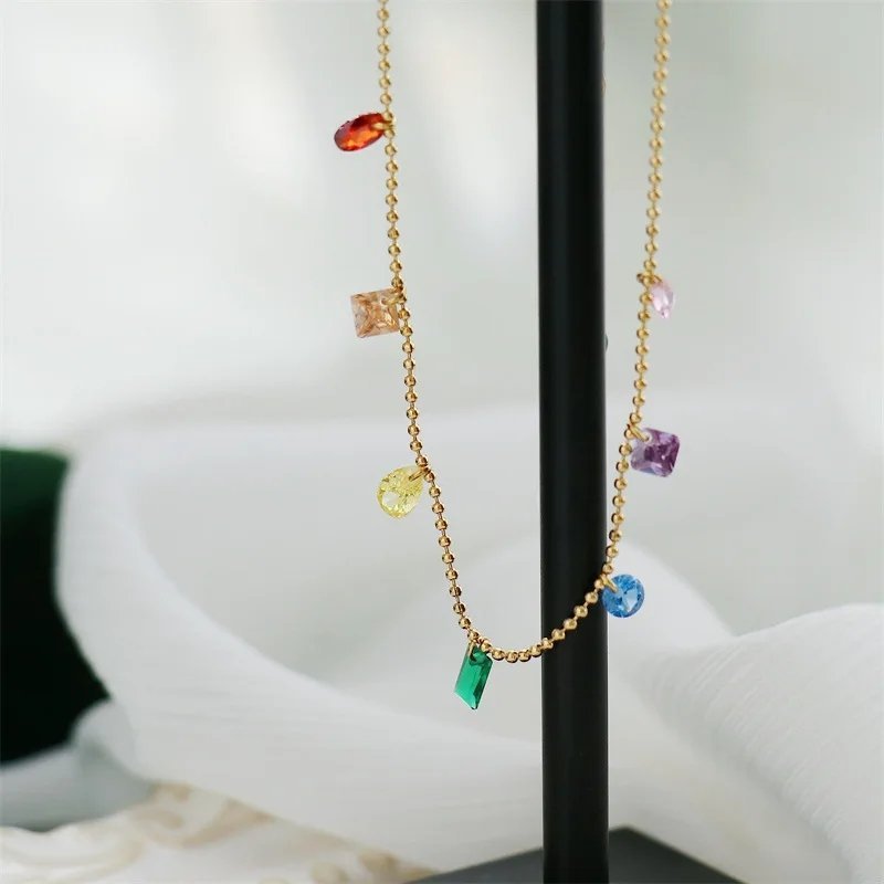 Multi-Colored Crystal-Studded Necklace