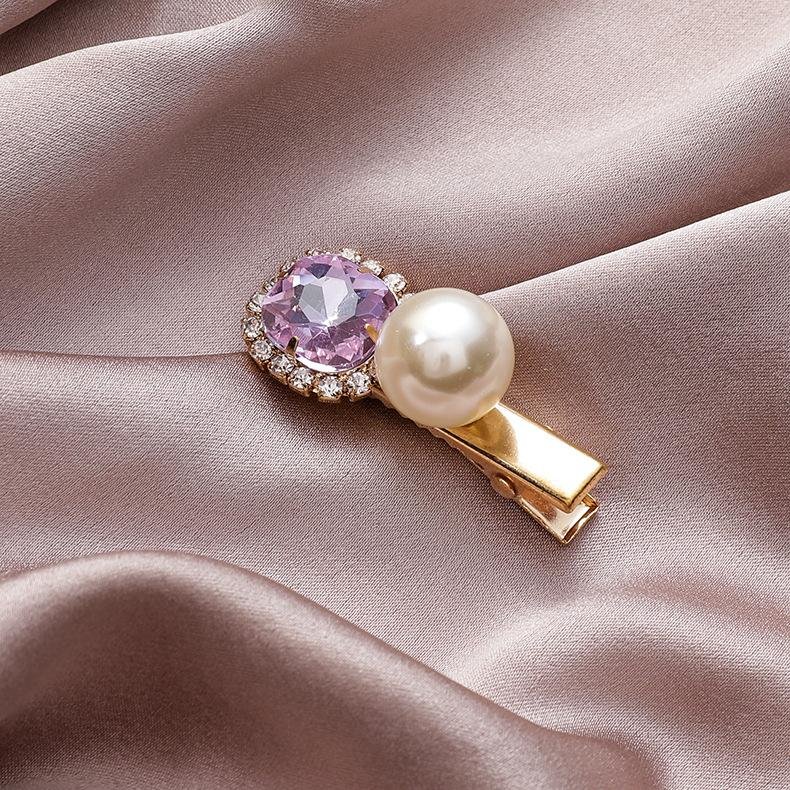 Retro Star Purple Rhinestone & Pearl Hairpin