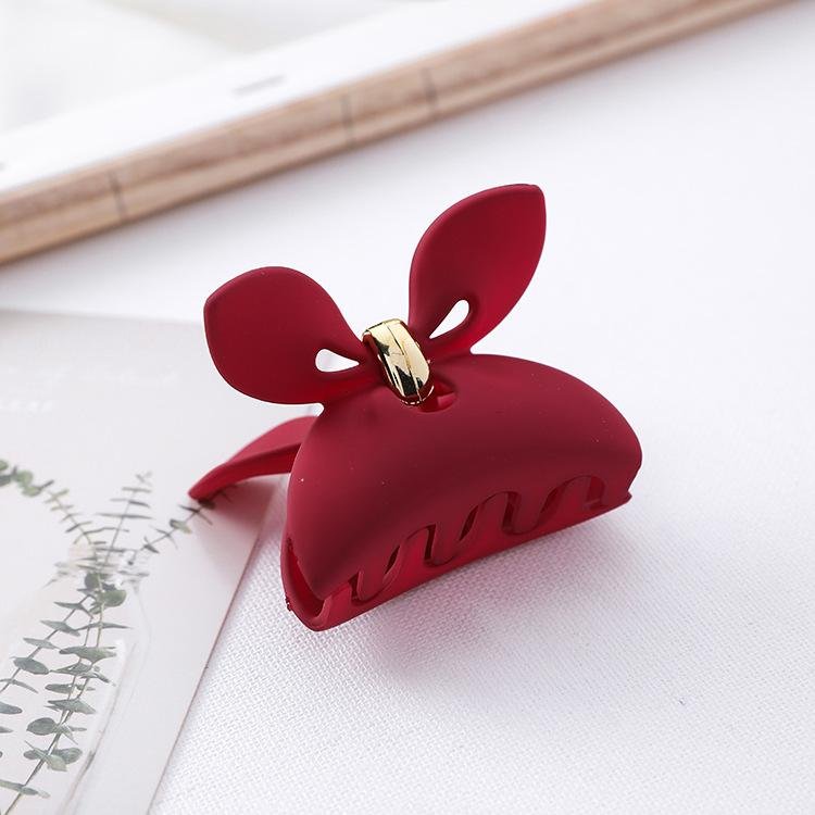 Korean Solid Color Hair Gripping Clip - Red