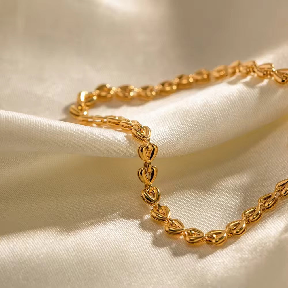 Gold Plated Heart Link Bracelet