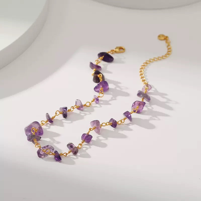 Amethyst Glow Natural Stone Bracelet