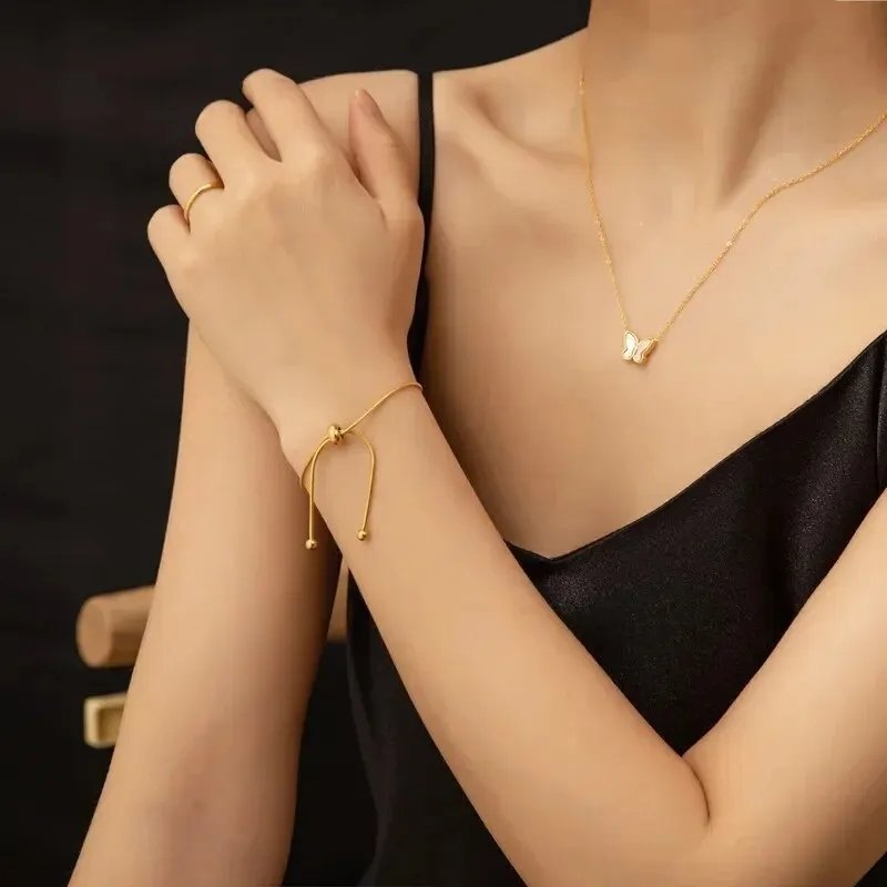 Minimal Elegant Adjustable Gold Plated Bracelet