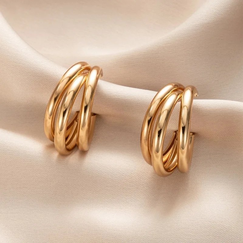 Multi-Layered Gold Plated Earrings