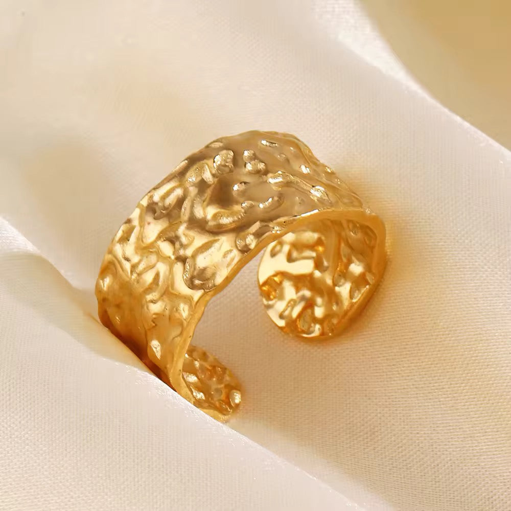Gold Plated Hammered Adjustable Ring