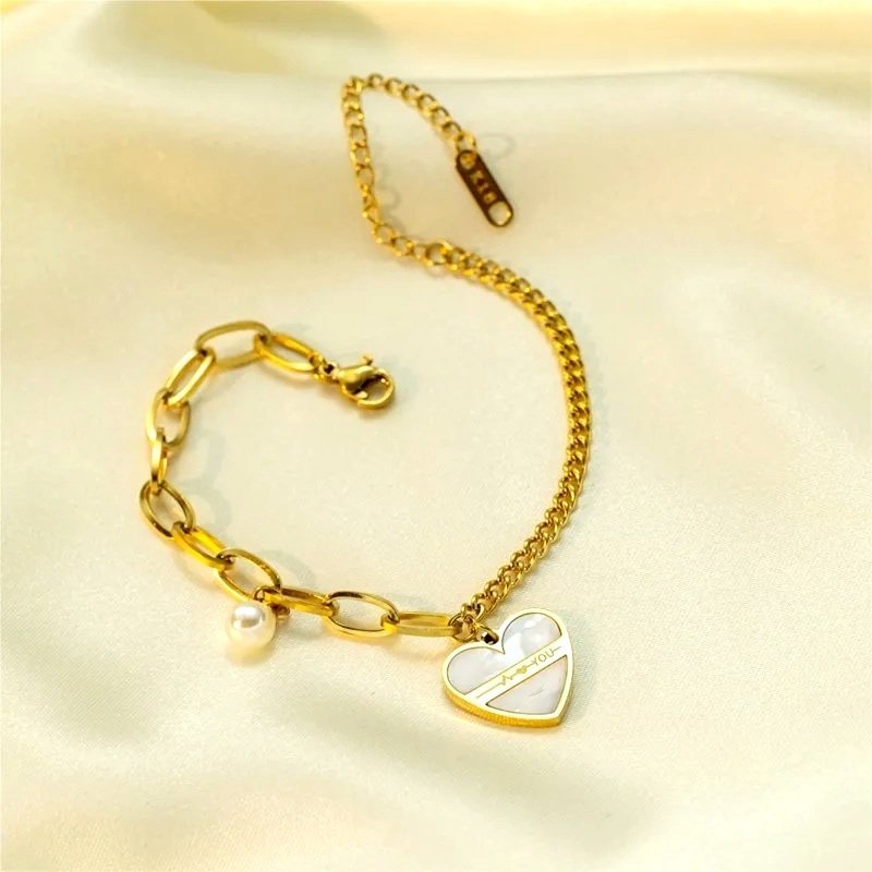 White Heart Stainless Steel Bracelet