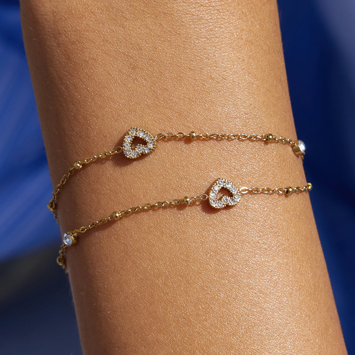 Double Layer Crystal Heart Bracelet
