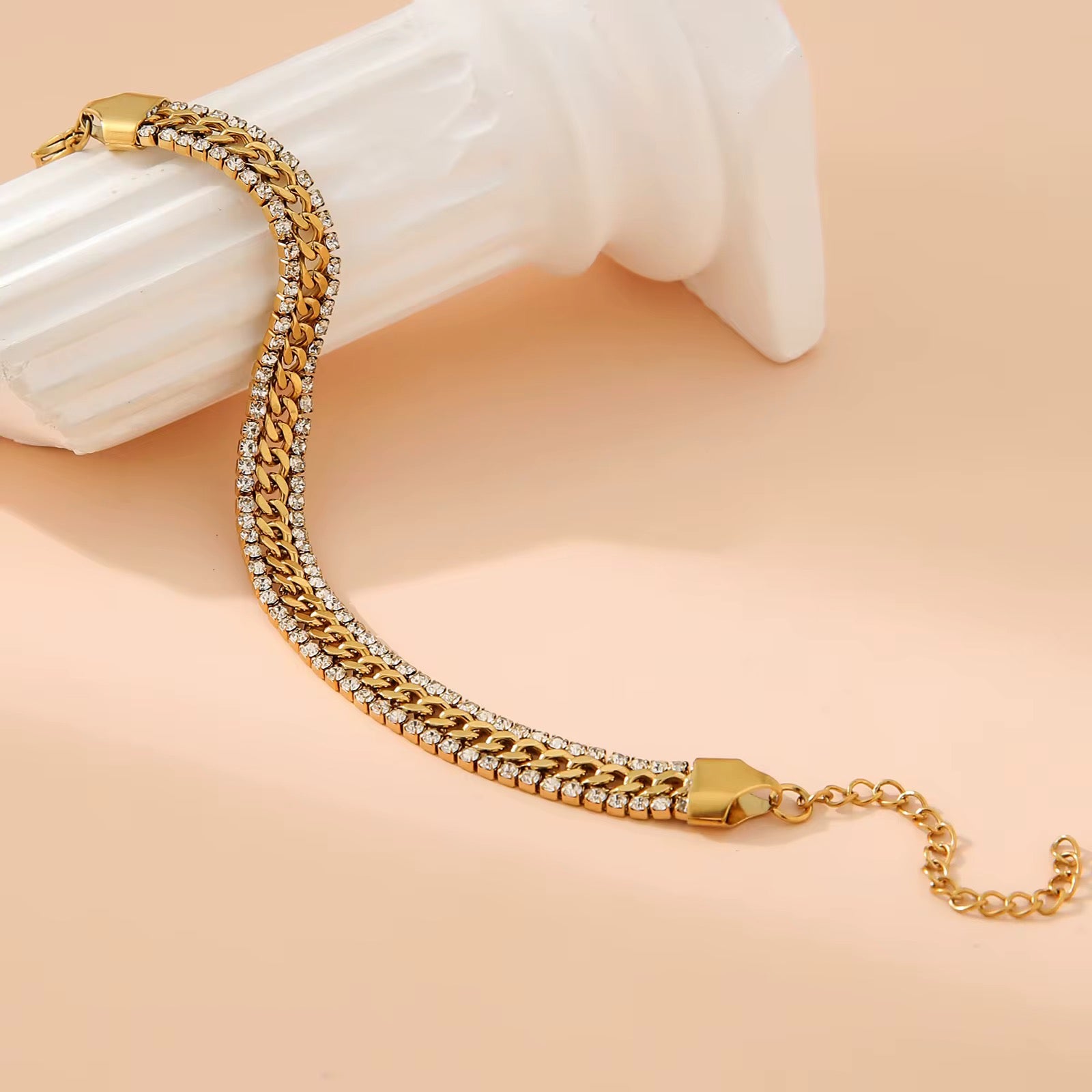 Crystal Edge Cuban Link Bracelet