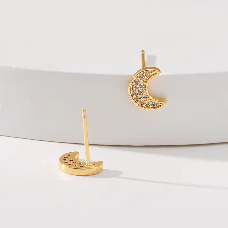 Sparkling Crystal Moon Studs