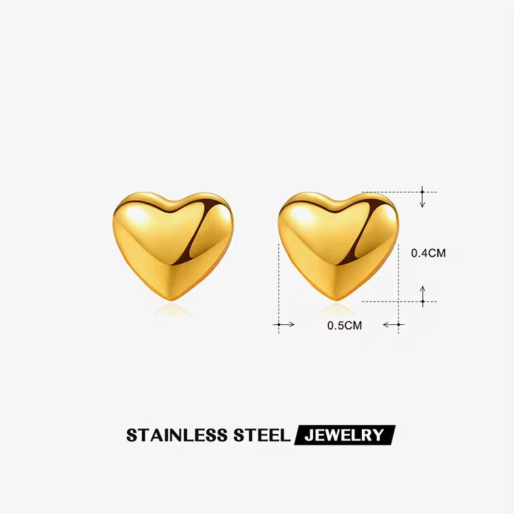 Minimal Heart Shaped gold plated Studs