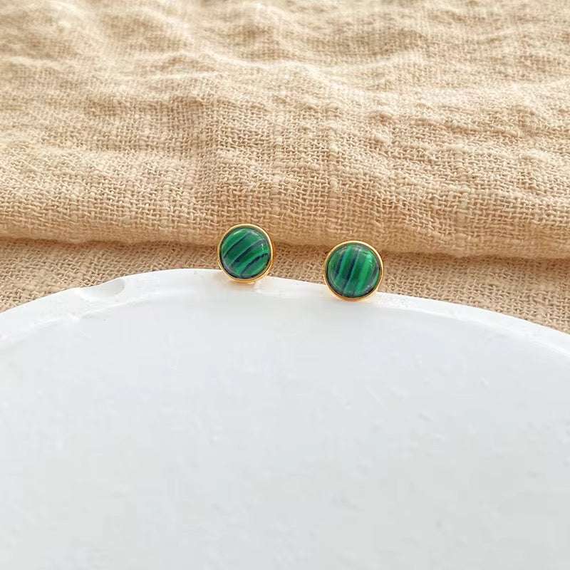 Minimal Malachite Stud Earrings