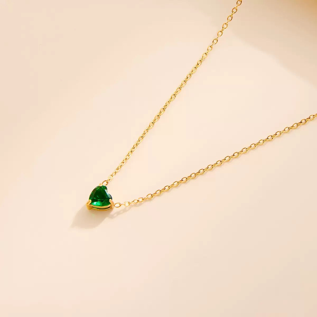 Heart Birthstone Dainty Pendant Necklace