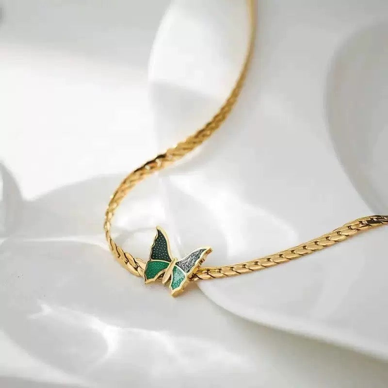 Green Butterfly Chain Anklet